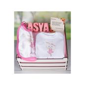 EJOYA Ahşap Sandıkta Kişiye Özel Zıbın Önlük Ve Taş İsimlik Bebek Hediye Seti 109460