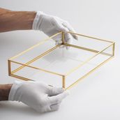 El Crea Designs Nişan Tepsisi Sunum Kahve Söz Dekoratif Gold Pirinç Brass 30X20X6CM