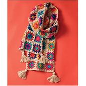 El Örgüsü Kadın Atkı Tığ Işi Motif Patchwork Kış Sezonu Renkli Desenli - Çok Renkli - Standart
