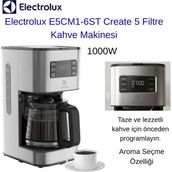 Electrolux Zaman Ayarlı Demleme, Aroma Seçme, Otomatik Kapanma,1000W,Create 5 Filtre Kahve Makinesi