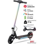 Elektrikli Çocuk Scooter - Çift Frenli Katlanabilir - LED Işıklı - Ön Çift Süspansiyonlu 8+ - GRİ