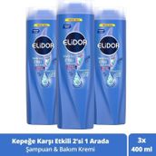 Elidor Kepeğe Karşı Etkili 2'si 1 Arada 3x400 ml Şampuan
