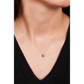 Elika Silver 925 Ayar Altın Kaplama Taşlı Ruby Kuş Model Kadın Gümüş Kolye