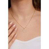 Elika Silver 925 Ayar Gümüş Küp Zincirli Kar Tanesi Altın Kolye