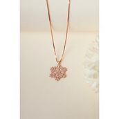 Elika Silver 925 Ayar Gümüş Küp Zincirli Kar Tanesi Rose Kolye