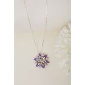 Elika Silver 925 Ayar Gümüş Mor Mineli Lotus Kolye
