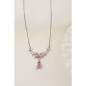 Elika Silver 925 Ayar Gümüş Pembe Taşlı Prenses Model Tasarım Kolye