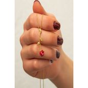 Elika Silver 925 Ayar Kırmızı Gül Motifli Altın Kaplama Gümüş Kolye