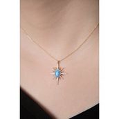 Elika Silver 925 Ayar Mavi Opal Taşlı Kutup Yıldızı Model Kadın Gümüş Kolye