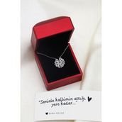 Elika Silver Kadın Işıklı Kutuda Aşk Model Mıknatıslı 925 Ayar Gümüş Kırmızı Kolye