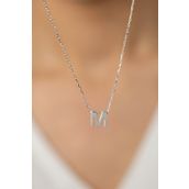 Elika Silver Kadın Üç Boyutlu M Harf Model 925 Ayar Gümüş Kolye