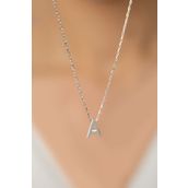 Elika Silver Üç Boyutlu A Harf Model 925 Ayar Kadın Gümüş Kolye