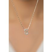 Elika Silver Üç Boyutlu S Harf Model 925 Ayar Kadın Gümüş Kolye