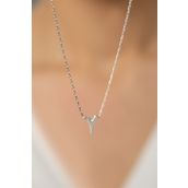 Elika Silver Üç Boyutlu Y Harf Model 925 Ayar Kadın Gümüş Kolye