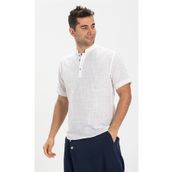 Eliş Şile Bezi Beyaz 3001 Kısa Kol Şile Bezi Bodrum Erkek T-shirt
