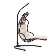 Elit Swing Kahve Rattan Krem Oturumlu Salıncak