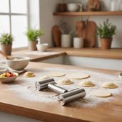 Elite Wood Paslanmaz Çelik Çiftli Hamur Merdanesi | Profesyonel Hamur Açma Aparatı | Mantı, Börek, Erişte Için Dayanıklı Mutfak Aleti