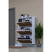 Eliusta Farel 72 Cm Genişlik 3 Kapaklı Ayakkabılık 72X114x26 Cm Ceviz Renk Kapı Önü/Antre Ayakkabılık