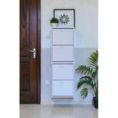 Eliusta Slim 4 Düşer Kapaklı 52 cm Beyaz Asma Ayakkabılık Kapı Önü/antre 52X156X26 cm Ayakkabılık
