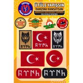 Embory Ütü ile Yapışan Arma Yama, Türk Bayrağı Seti (7 ADET) Ütüyle Yapışan Nakış Dokuma Aplike Patch