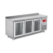 Empero 150x60x85 cm 2 Cam Kapılı Fanlı Tezgah Tipi Buzdolabı Inox