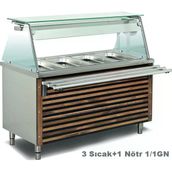 Empero Emp.ben.31 Empero Emp.ben.31 Sıcak Servis Ünitesi Üst Raflı Sürgü Standlı 1500X730x850/1350 (3 Sıcak+1 Nötr)