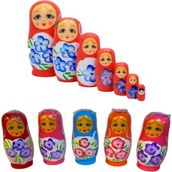 Empressco Renkli Ahşap Matruşka Bebek Seti, Eğlenceli ve Şık Hediye Alternatifi - Seçenek 1 - Açık Bej