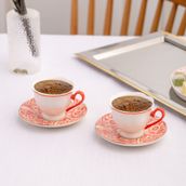 Emsan Aurora 2 Kişilik New Bone 90 ml Pembe Kahve Fincan Takımı