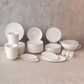Emsan Fine Bone Freya 60 Parça Yuvarlak Gold Yemek Takımı 12 Kişilik Beyaz Bone Malzeme
