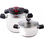 Emsan Innocook 4+6,5 Lt Düdüklü Tencere Seti Kırmızı Paslanmaz Çelik ile Enerji Tasarruflu - 4 - 6,5 L Set