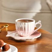 Emsan Istiridye 2 Kişilik Porselen Pembe 90 ml Kahve Fincanı Takımı