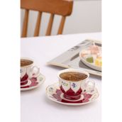 Emsan Kır Çiçekleri 2 Kişilik Kahve Fincan Takımı Bordo 80 ml