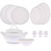 Emsan New Marly Porselen Platin 60 Parça 12 Kişilik Yuvarlak Yemek Takımı