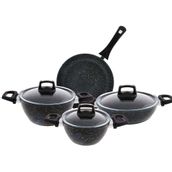 Emsan Oasis-S Granit Set Blue Star 7 Parça Tencere Seti - 18 cm - Siyah