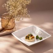 Emsan Pamukkale Kare Çukur Tabak 21 cm - 1 lt - Beyaz