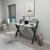 ENDA HOME COLLECTION X Ayaklı Ders Çalışma Masası, Ofis ve Bilgisayar Masası Antrasit & Beyaz