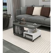 Enda Home Sultan Tekerli 86,5x50 cm Antrasit Beyaz Orta Sehpa