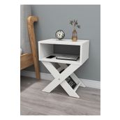 Enda Home X Ayaklı Dergilikli Başucu Komodin Sade Beyaz Yan Sehpa