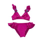 Endeep Aksesuar Detaylı Volanlı Pembe Bikini Takımı