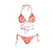 Endeep Beria Çapraz Bağlama Üçgen İpli Pembe Desenli Kadın Bikini Takımı