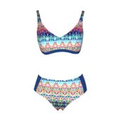 Endeep Beria Kadın Mavi Etnik Desenli Toparlayıcı Askılı Bikini Takımı
