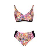 Endeep Beria Kadın Pembe Geometrik Desenli Toparlayıcı Askılı Bikini Takımı