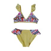 Endeep EP21509 Çiçek Desenli Sarı Volanlı Bikini Takımı