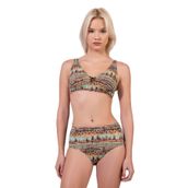 Endeep Kadın Ayarlanabilir Askılı Lurex Desenli Toparlayıcı Yüksek Bel Bikini Takımı