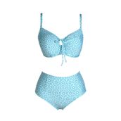 Endeep Kadın Balenli Destekli Büyük Beden Açık Mavi Yüksek Bel Bikini Takımı