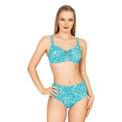 Endeep Kadın Balenli Destekli Şal Desen Yüksek Bel Bikini Takımı