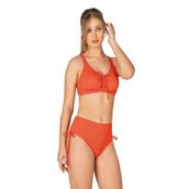 Endeep Kadın Büyük Beden Balenli Destekli Bağlama Detaylı Turuncu Bikini Takımı