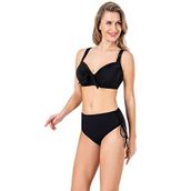 Endeep Kadın Fiyonk Detaylı Siyah Büyük Beden Bikini Takımı