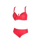 Endeep Kadın Fiyonk ve Taş Detaylı Büyük Beden Nar Çiçeği Bikini Takımı