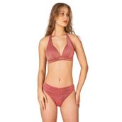 Endeep Kadın Ön Büzgü Detaylı Yarım Dolgulu Simli Pembe Bikini Takımı